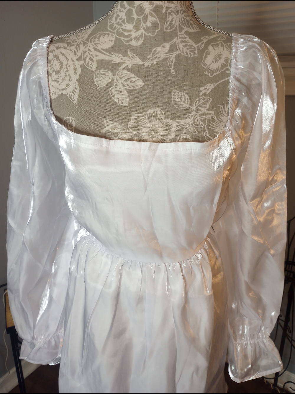 White Satiny Peasant Sleeve Dress Khol's